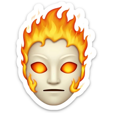 completely featureless head with fire, no eyes, no nose, no mouth, blank face sticker