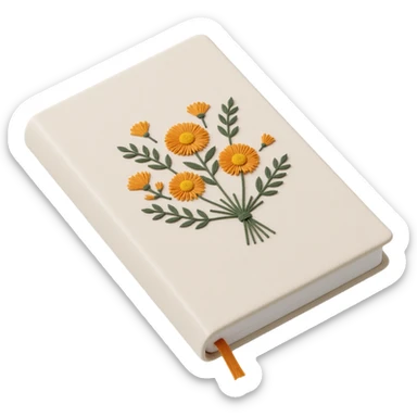 pretty ivory floral embroidered hardcover journal sticker