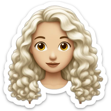 Fille blanche avec de long cheveux bouclés bruns  sticker