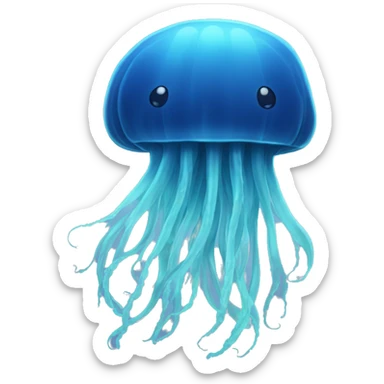 Jellyfish with no face and long tentacles blue sticker