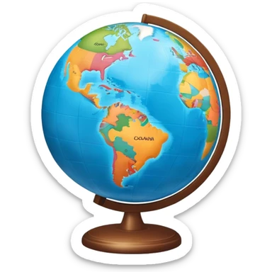 A world globe showing continents and oceans, focused on Americas sticker