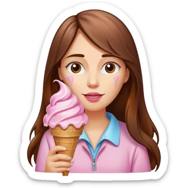 Women with a long hair and an ice cream sticker