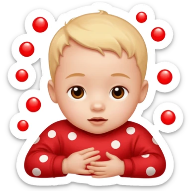 bebe com bolinhas vermelhas pequenas pelo corpo de tamanhos variados, menores e mais espalhads sticker