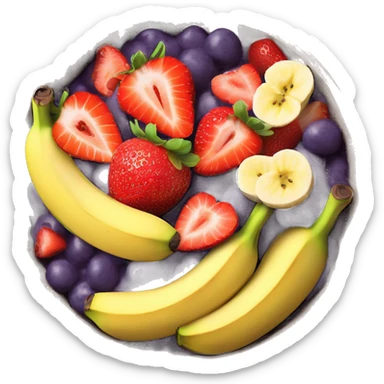 açaí bowl with bananas and strawberries sticker