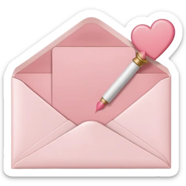 White envelope with powder pink sealing wax, cute sticker