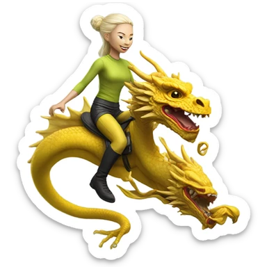 Photo realistic, alien female yellow,  on china dragon sticker