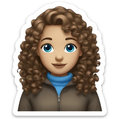 girl with curly brown hair and blue eyes  sticker