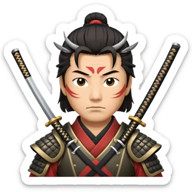 A disciplined samurai with sharp gaze, traditional armor, and a sleek katana drawn halfway.
 sticker