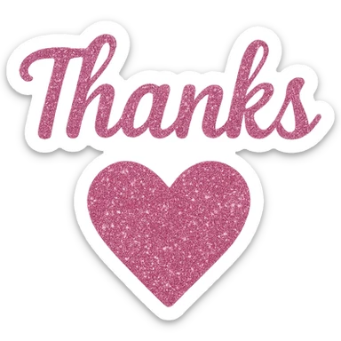  glitter thanks heart, remove background sticker