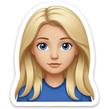white long blonde hair girl with darker roots in her hair and dark blue eyes that's not really tan but not pale sticker