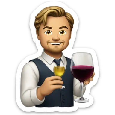 Leonardo DiCaprio with wine glass  sticker