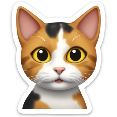 Calico cat with a sign that says good morning sticker