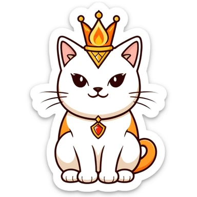 Flame point cat with crown sticker