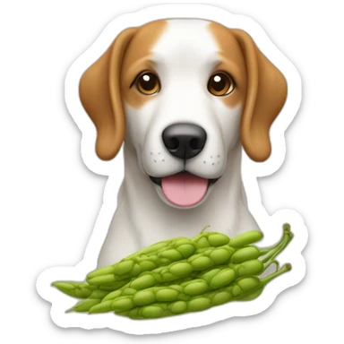 Chien qui bois de la bière avec un petit haricot sticker