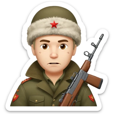 crazy russian soldier man with ushanka and ak 47 sticker