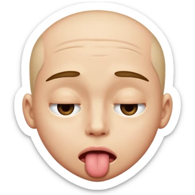 One eye closed one eyebrow up and sticking tongue out sticker