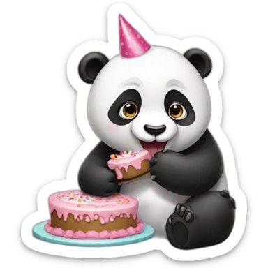 Panda eating birthday cake  sticker