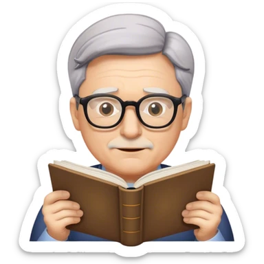 mature man reading with glasses sticker