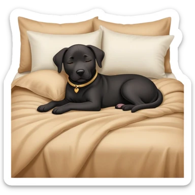 black lab/amstaff dog sleeping under the sheets in bed sticker
