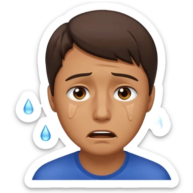 White tan, brunette,man crying profusely sticker