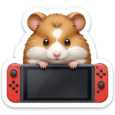 hamster playing Nintendo switch sticker