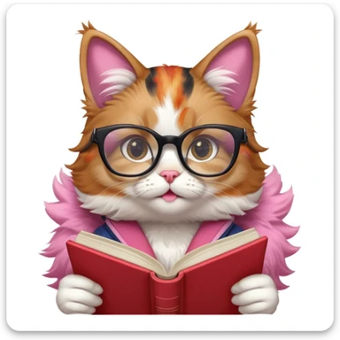 Girly cat reading a book with red alert sirens and rockets flying behind sticker