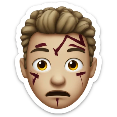 round very angry face with war paint sticker