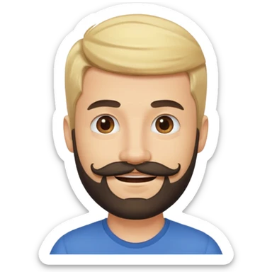 cute blonde guy with muller and a dark beard with moustache sticker