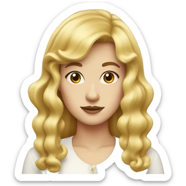 White women with vintage bangs and long golden hair sticker