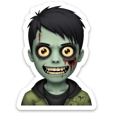 boy zombie with black hair emo Whith black grillz black teeths sticker