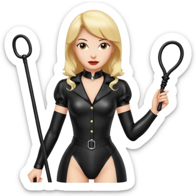 Create a Dominatrix with latex uniform and a whip in her hands sticker