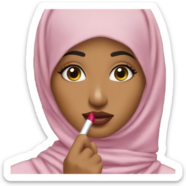 Hijabi putting lipstick on  sticker