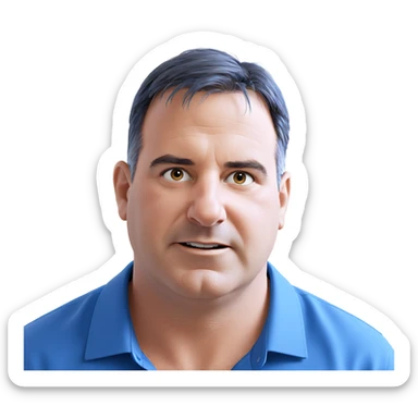 focused gaze in blue shirt sticker