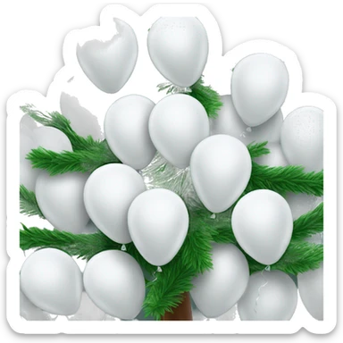 Christmas tree in white balloons sticker