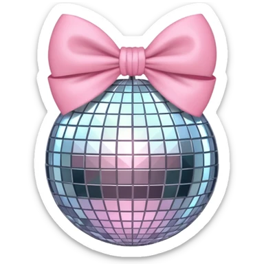 Disco ball with baby pink bow sticker