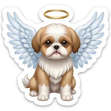 Tan Shih Tzu with angel wings sticker