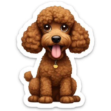 Brown Poodle eating bread  sticker