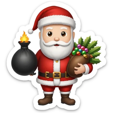Santa holding a bomb and a turkey sticker