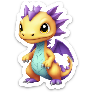 Kawaii Edgy Bright Dragon Pokémon Fakemon full body sticker