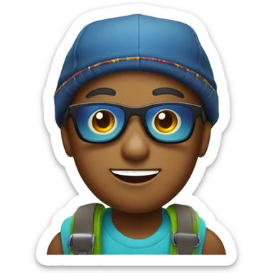 happy boy in stylish accessories sticker