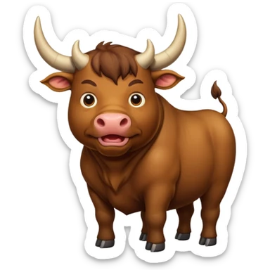 A bull with horns pooping  sticker