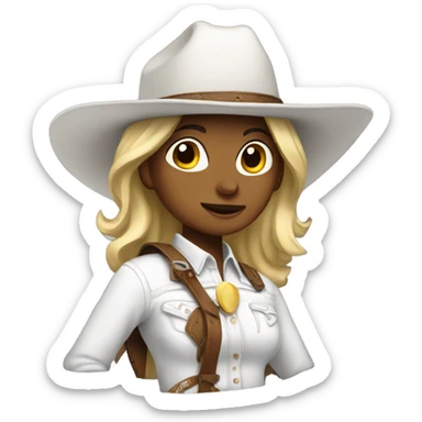 cowgirl dressed in white sticker