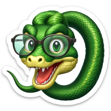Snake wearing nerdy glasses with buck tooth sticker