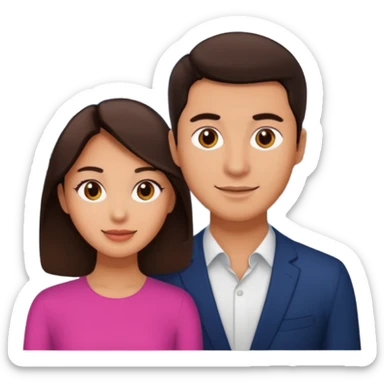 Brunette man and woman in singapore sticker