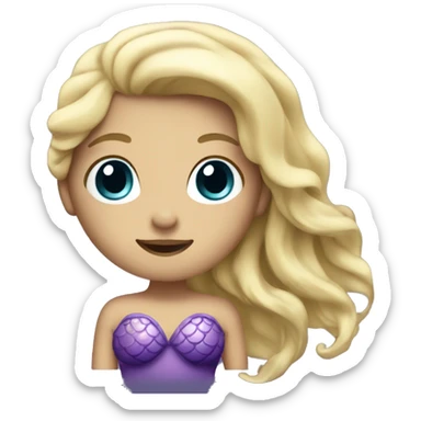 Mermaid with blonde hair, purple tail  sticker