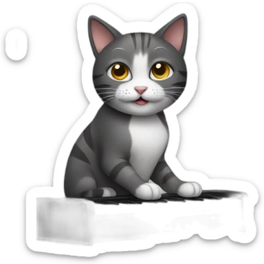 Cat playing piano sticker