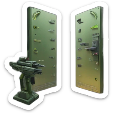 The open entrance, to an aliens, armoury on an alien spaceship, just an open door to a room filled with weaponry sticker