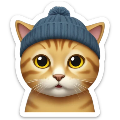 cat with beanie, very annoyed sticker