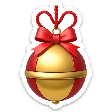 cute jingle bell with red and white rope and floral decoratons sticker