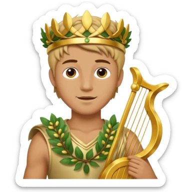 An emoji of the Greek god Apollo. He is a youthful man with a laurel wreath on his head, holding a golden lyre. sticker